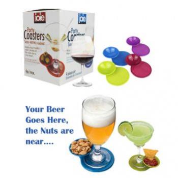 4 PCS Party Coasters with Multi-usage Appetizers Plate